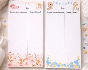 Baby Feeding & Diaper Tracker Notepad | Newborn Daily Log Sheet | Baby Care Log | Breastfeeding Tracker | New Mom Gift | Baby Shower Gift