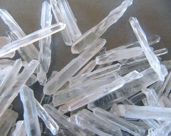 Lot of 10 SLENDER LONG jewelry points natural Quartz Crystal 7/8"-1 1/4" long for jewelry making, wands, new age healing, energy work, wicca