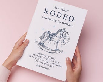 Mi primera invitación al rodeo, invitación de cumpleaños para el primer rodeo, fiesta de primer cumpleaños con temática del oeste, primer cumpleaños de vaquero, invitación al rodeo para el pequeño vaquero