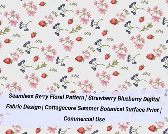 Strawberry Blueberry Floral Pattern (Digital Download)