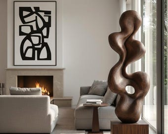 大型木彫、米国配送関税込み、抽象的な有機木彫、木彫、「抽象的な流れ
