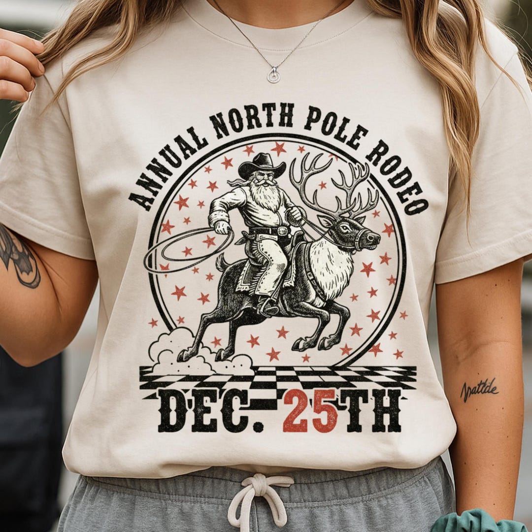 Annual North Pole Rodeo Png, Cowboy Santa Claus Digital Design, Cowboy ...