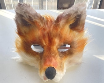 American Red Fox Therian Mask,  OOAK Handmade Fox Mask, Cosplay Accessory, Universal Size Faux Fur Mask, affordable Therian Gear and Gifts