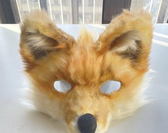 Fox Therian Mask,  OOAK Handmade Corsac Fox Mask, Cosplay Accessory, Universal Size Faux Fur Mask, affordable Therian Gear and Gifts