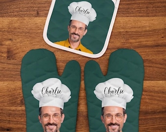 Master Chef Oven Mitts , Personalized Oven Mitt, Custom Photo
