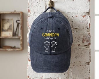 Custom Washed Denim Baseball Cap – Personalized Grandpa Gift, My Crew Makes Me Smile