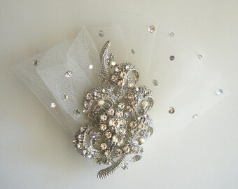 Vintage-inspired crystal headpiece handcrafted ivory