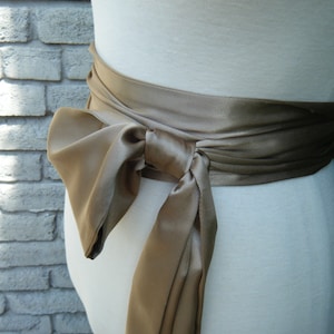 Super Sale, Sample 118 inch Caramel Tone Sash in satin charmeuse various way to tie