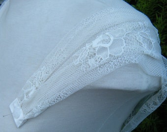 Ivory Soft Lace Straps Sleeves with pretty gathering Detachable Handmade in Canada