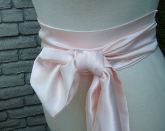 Blush Tone sash in satin charmeuse various way to tie