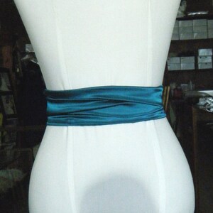 TEAL color Sash satin charmeuse various way to tie image 3