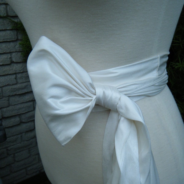 Ivory Dupioni Silk Sash  various shades available & various ways to tie