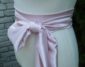 Variety of shades, Light Dusty Pink Shade Sash satin charmeuse various way to tie