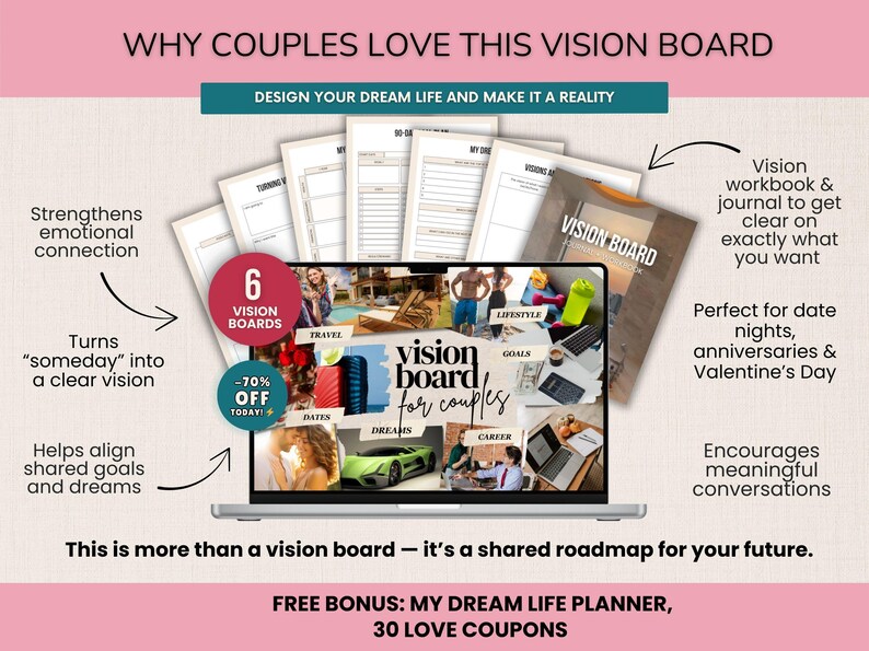 Couples Vision Board Kit Printable, 50 Valentine Date Night Ideas for ...
