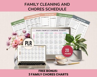 Chores Cleaning Schedule Printable Bundle, Family Chore Charts, Home Cleaning Planner, Daily Weekly Monthly Cleaning Checklist, PLR License