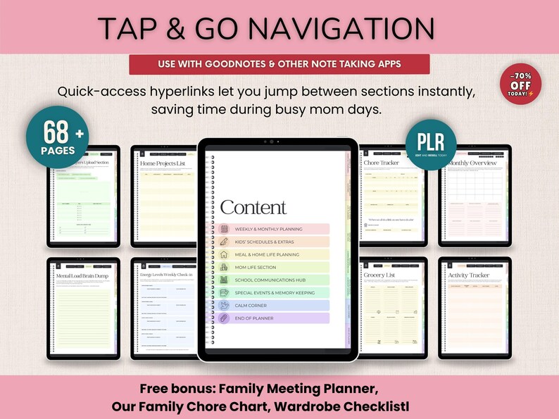 Busy Mom Life Digital Planner PLR, Hyperlinked Aesthetic Mom Planner ...