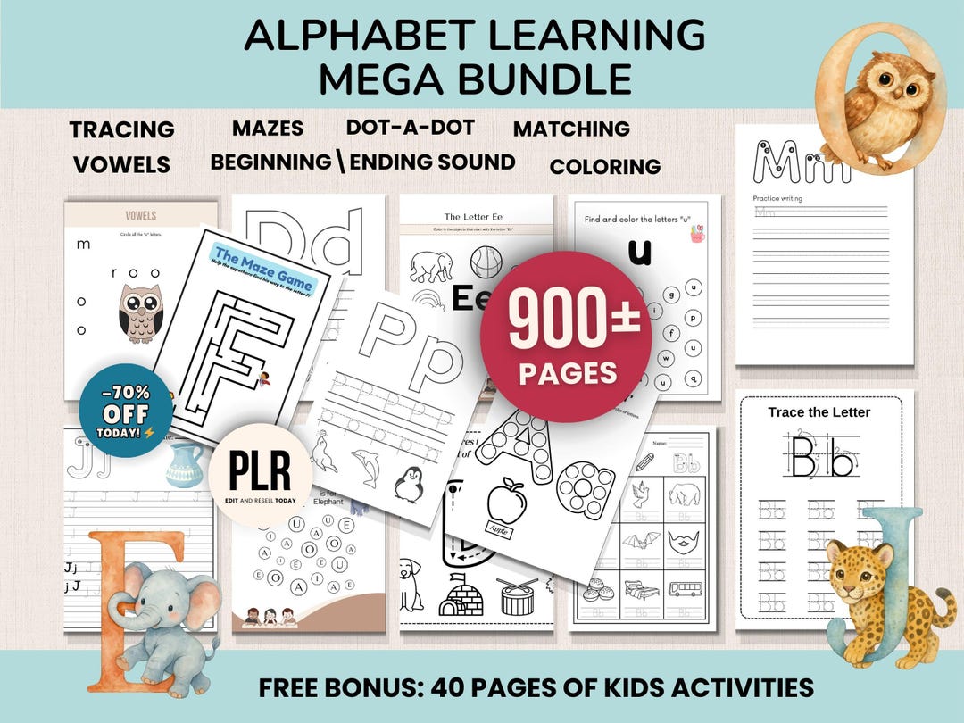Alphabet Learning Bundle for Kids, ABC Worksheets Preschool ...