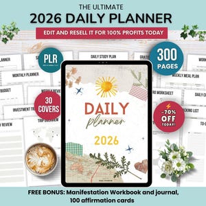 PLRライフプランナー、編集可能なライフプランナーと2026年カレンダーバンドル、再販権付きPLR 2026デジタルプランナー、代行デジタル製品PLR