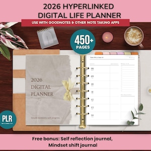 2026 Digital Life Planner PLR, Hyperlinked Goodnotes iPad Life Planner, Monthly Weekly Daily ADHD Planner, Done-For-You Digital Products