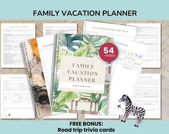 2026 Family Vacation Planner Editable Canva Template, 50 Road Trip Trivia Cards, Travel Organizer, Budget Planner, Itinerary, Packing List
