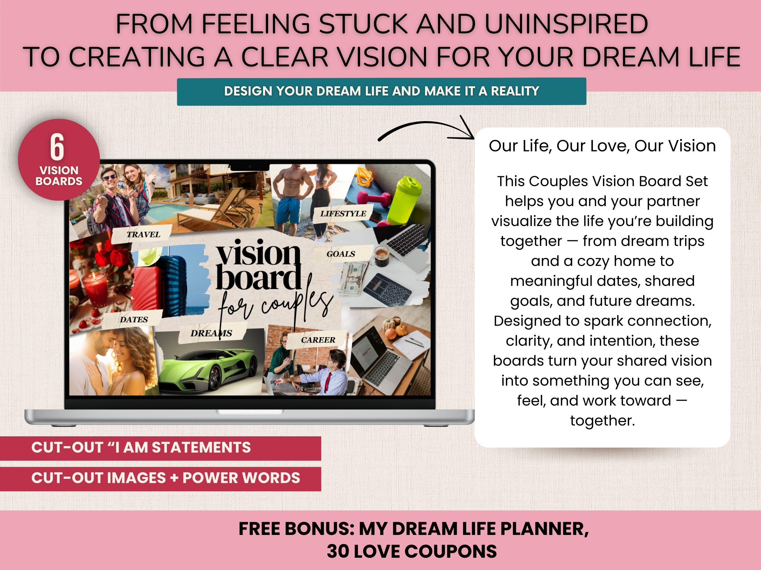 Couples Vision Board Kit Printable, 50 Valentine Date Night Ideas for ...