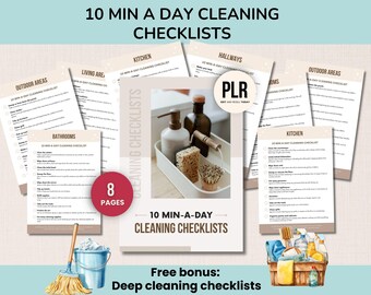 Daily Cleaning Checklist Bundle, Canva Editable Cleaning Planner, PLR Cleaning Checklist, Deep Cleaning List, Printable Home Cleaning System