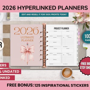 2026 Digitaler Planer, Verlinkter Goodnotes Planer, Canva, Digital Life Planner, Tagesplaner, Wochenplaner, Monatsplaner, PLR Right