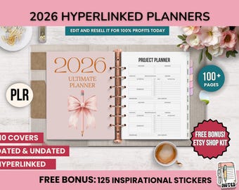 2026 Digital Planner, Hyperlinked Goodnotes Planner, Canva, Digital Life Planner, Daily Planner, Weekly Planner, Monthly Planner, PLR Rights