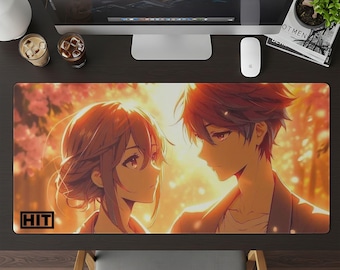 A Boy and Girl anime Desk Pad, Custom Mouse Pads, Gamers Mouse pad decor, Unique Gaming Mousepads