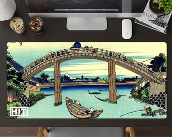 Japanese Bridge Scene Desk Pad, Custom Mouse Pads, Gamers Mouse pad decor, Unique Gaming Mousepads