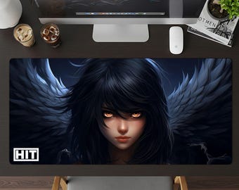 Angel Girl Anime Desk Pad, Custom Mouse Pads, Gamers Mouse pad decor, Unique Gaming Mousepads