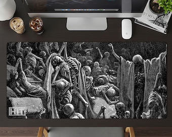 Gothic Hell Desk Pad, Gustave Dore Mouse Pads, Hell Mouse pad decor, Unique Gaming Mousepads, Hell Desk Decor