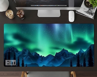 Aurora Borealis Scene Desk Pad, Custom Mouse Pads, Gamers Mouse pad decor, Unique Gaming Mousepads