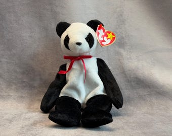 Vintage 1998 Ty Beanie Baby - Fortune the Panda with Tags, Retired Plush Stuffed Animal Toy, 90s Nostalgia Collectible Teddy