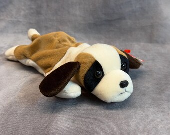 Vintage 1996 Ty Beanie Baby - Bernie the St. Bernard with Tags, Retired Plush Stuffed Animal Toy, 90s Nostalgia Collectible Teddy