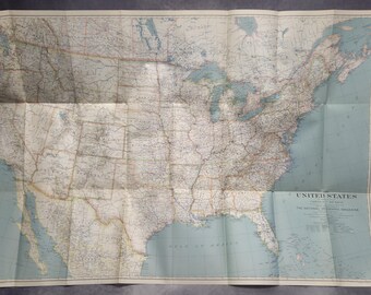 1933 National Geographic US Map - Vintage Fold-Out Cartography