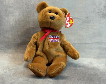 Vintage 1997 Ty Beanie Baby - Britannia with Tags, Retired Plush Stuffed Animal Toy, 90s Nostalgia Collectible Teddy