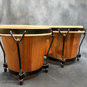 Vintage Bongos Set, Pair Percussion Instrument Bongo Drums