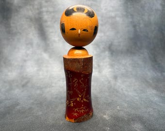 Traditional Vintage Birchwood Kokeshi Doll, Japanese Folk Art Decor