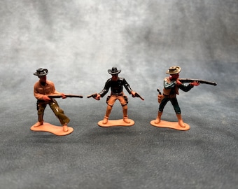 Vintage German Elastolin Toy Figures Cowboys and Indians - Set of