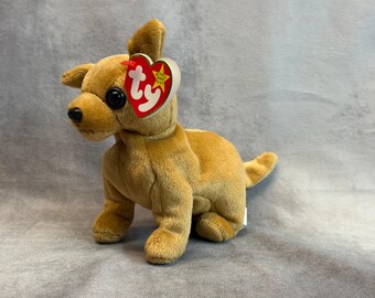 Vintage 1999 Ty Beanie Baby - Tiny the Chihuahua with Tags, Retired Plush Stuffed Animal Toy, 90s Nostalgia Collectible Teddy