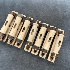 Vintage Lot of Vitreous Porcelain Electrical Fuse Carriers/Holders - Marked 8339 - UK/European Fuse Board Parts Steampunk Industrial Decor