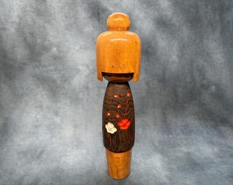 Large Usaburo Vintage Wooden Kokeshi Doll, Japanese Folk Art Decor