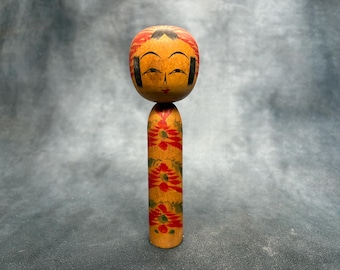 Traditional Vintage Wooden Kokeshi Doll, Japanese Folk Art Decor