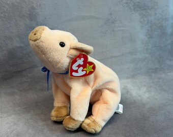 Vintage 1999 Ty Beanie Baby - Knuckles the Pig with Tags, Retired Plush Stuffed Animal Toy, 90s Nostalgia Collectible Teddy