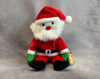 Vintage 1998 Ty Beanie Baby - Santa with Tags, Retired Plush Stuffed Animal Toy, 90s Nostalgia Collectible Teddy - Christmas