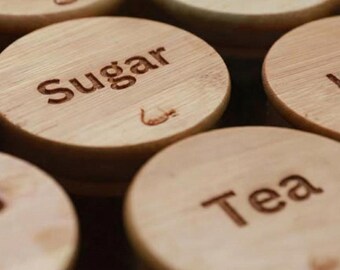 Personalized Bamboo Spice Jars - Durable Borosilicate Glass with Custom Engraving - Minimalist Pantry Storage