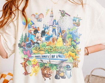 ヴィンテージ ウォルト・ディズニー・ワールド シャツ、コンフォートカラーズ ミッキー＆フレンズ Tシャツ、ディズニーワールド マジックキングダム ファミリー お揃いバケーション旅行 2026 ギフト