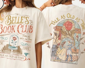 Camiseta Vintage Belle Book Club Comfort Colors, camiseta para amantes de los libros "Un cuento tan antiguo como el tiempo"