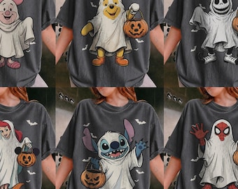 カスタム ディズニーランド ハロウィン 2026 シャツ、コンフォートカラーズ ミッキーゴースト Tシャツ、ディズニーファミリーお揃いスプーキートリップシャツ、ハロウィンパーティーギフトTシャツ
